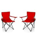 BigDean Campingstuhl 2er-Set Faltstuhl mit Getränkehalter Rot Bild 2