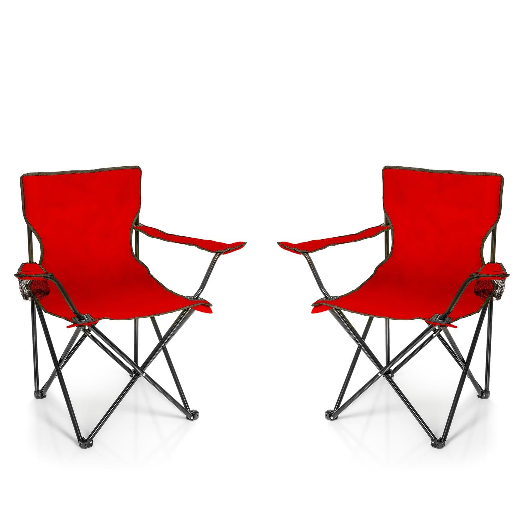 BigDean Campingstuhl 2er-Set Faltstuhl mit Getränkehalter Rot - Bild 2