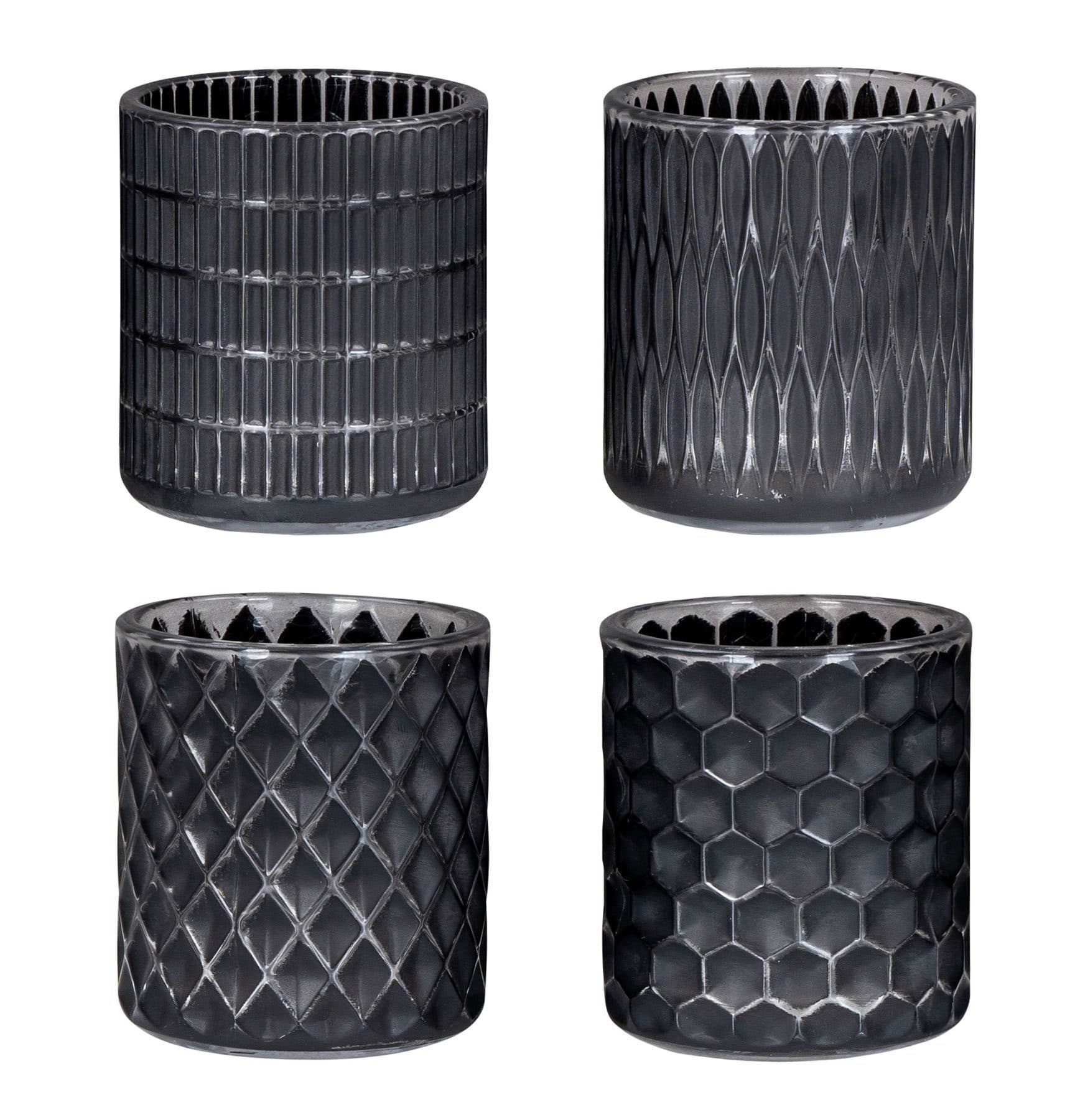 Levandeo® Teelichthalter 4er Set Schwarz Glas Windlicht - Bild 2