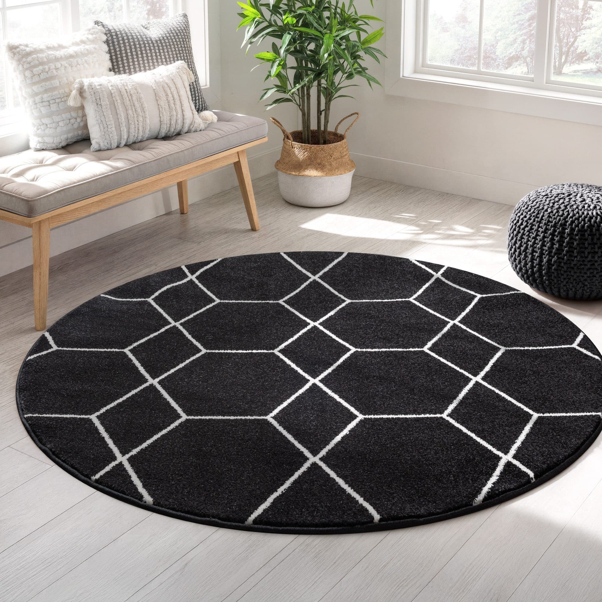Teppich SANAT "Trellis" Schwarz Geometrisches Design - Bild 2