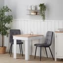 Homestyle4u Essgruppe Esstisch 90x160 2 Stühle Grau Samt Weiß Küchentisch Eiche Sitzgruppe Bild 2