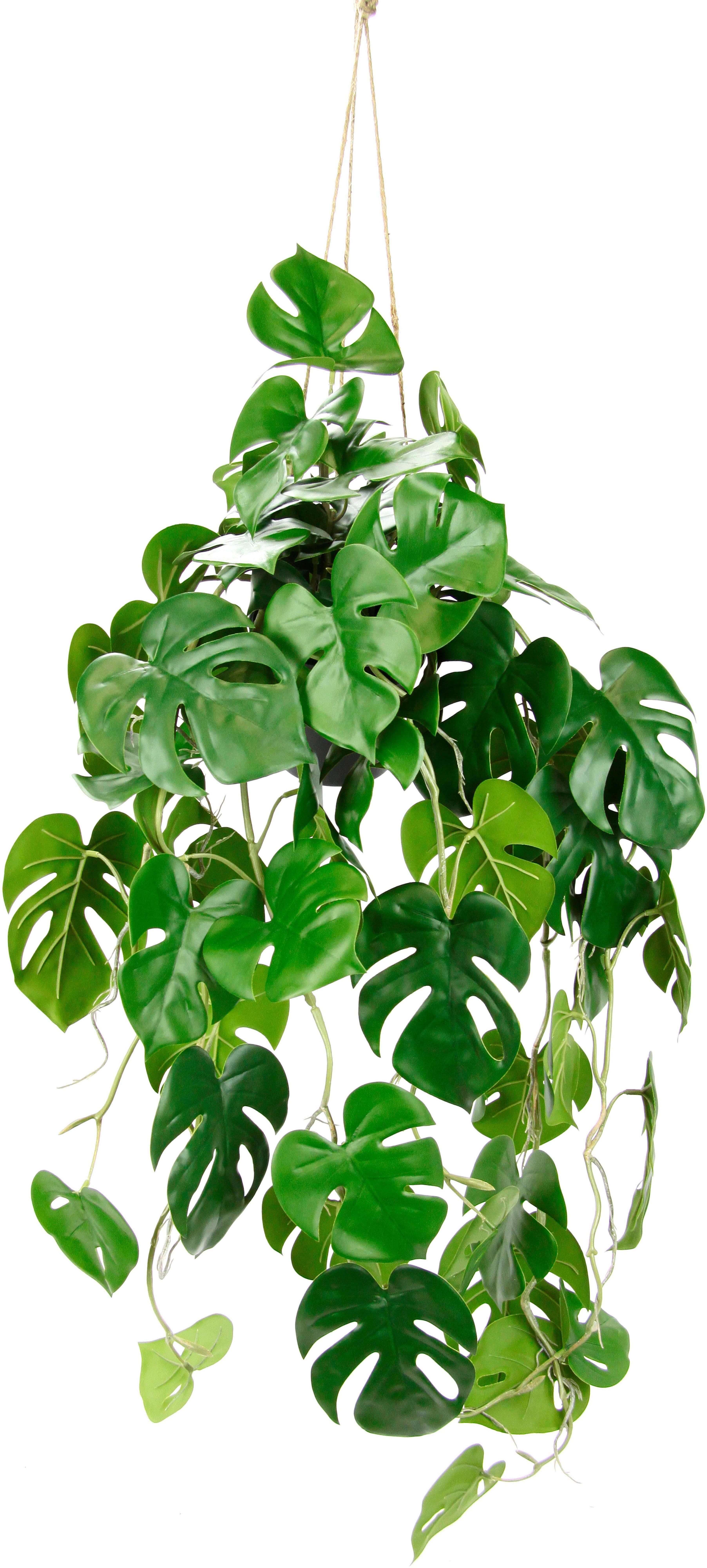 I.GE.A. Künstliche Monstera Hängende Splitphilo Hängeampel Grün - Bild 2