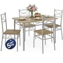 Casaria Essgruppe Paul 5-tlg. Esstisch mit 4 Stühlen Beige Metall Bild 2
