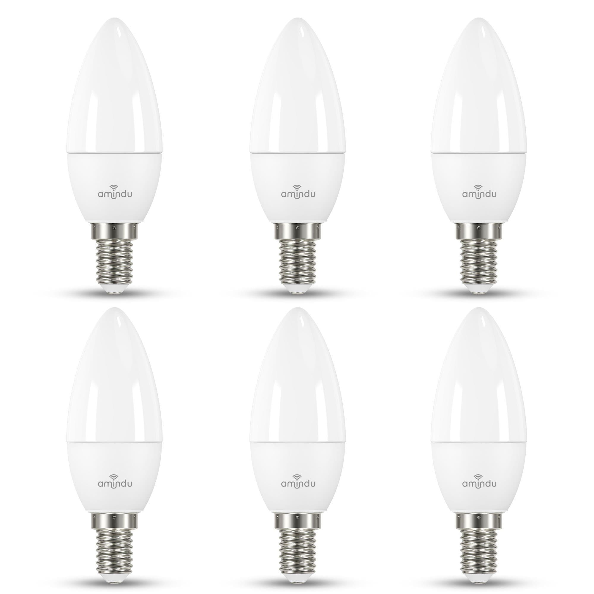 Amindu LED-Leuchtmittel E14 Kerze 470lm 4,9W 6er Pack warm/kaltweiß dimmbar - Bild 2