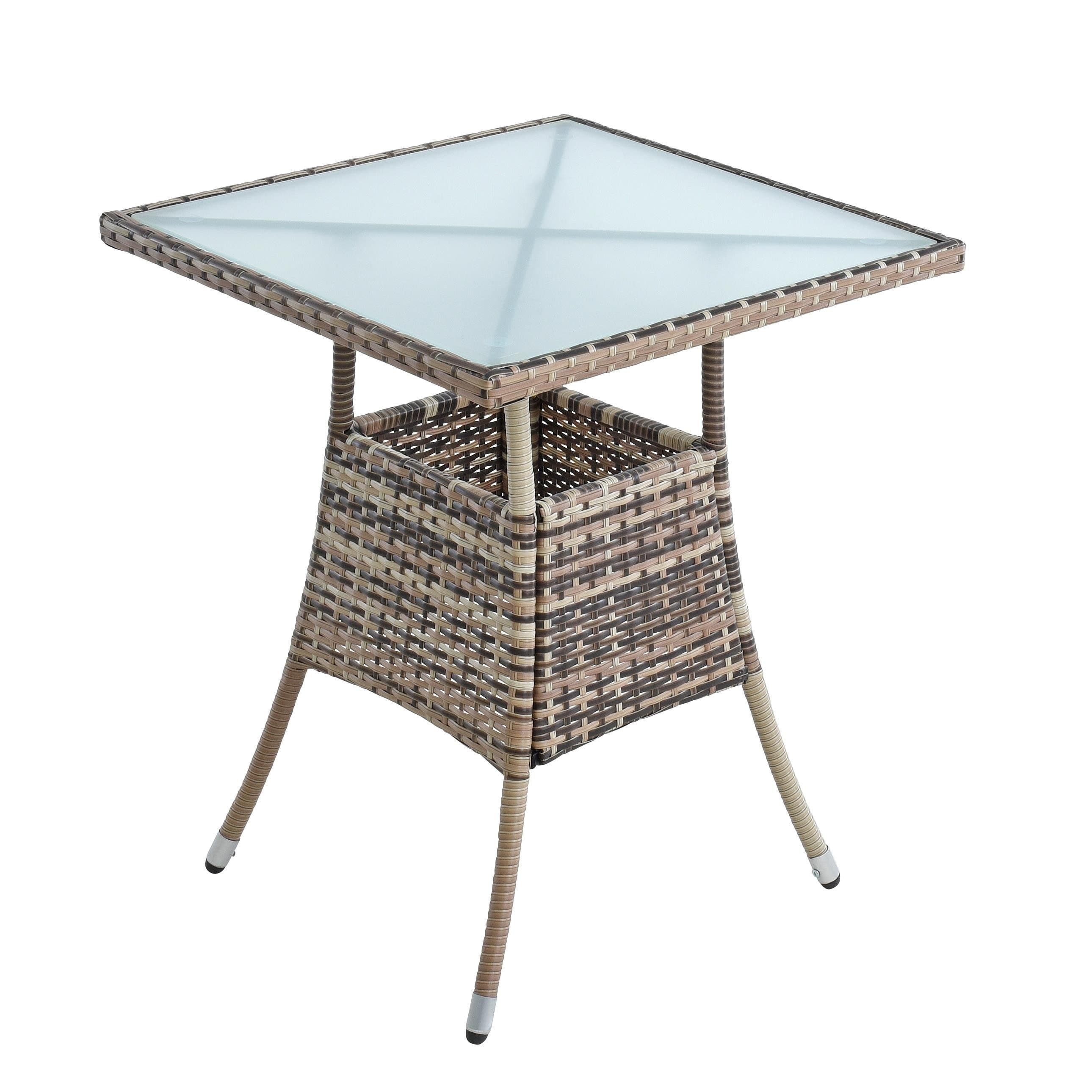 ESTEXO Gartentisch Polyrattan Beistelltisch 57 cm Beige-Braun - Bild 2