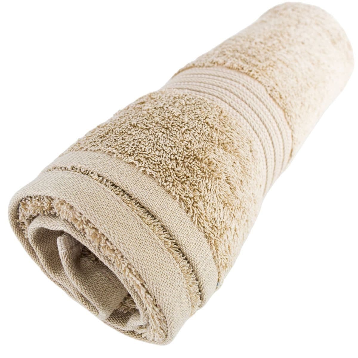 VIVESS Duschtuch 100 % Baumwolle Beige mit Bordüre - Bild 2