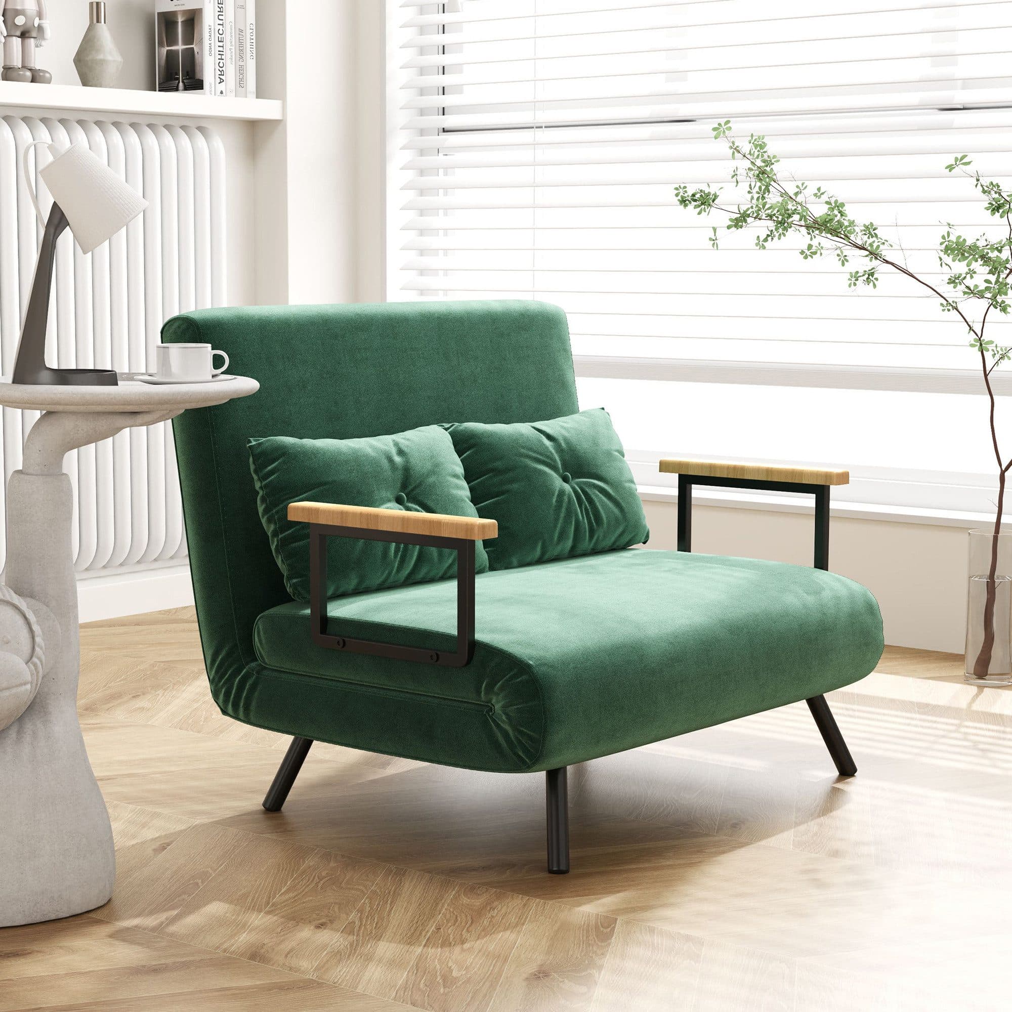 HOMCOM Schlafsofa Grün mit Bettfunktion und verstellbarer Rückenlehne - Bild 2