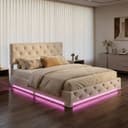 Gdood Polsterbett Stauraumbett LED Doppelbett Leinen Bild 2