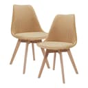 en.casa Esszimmerstuhl 2er-Set Fläten Cord Senfgelb Massivholz Bild 2