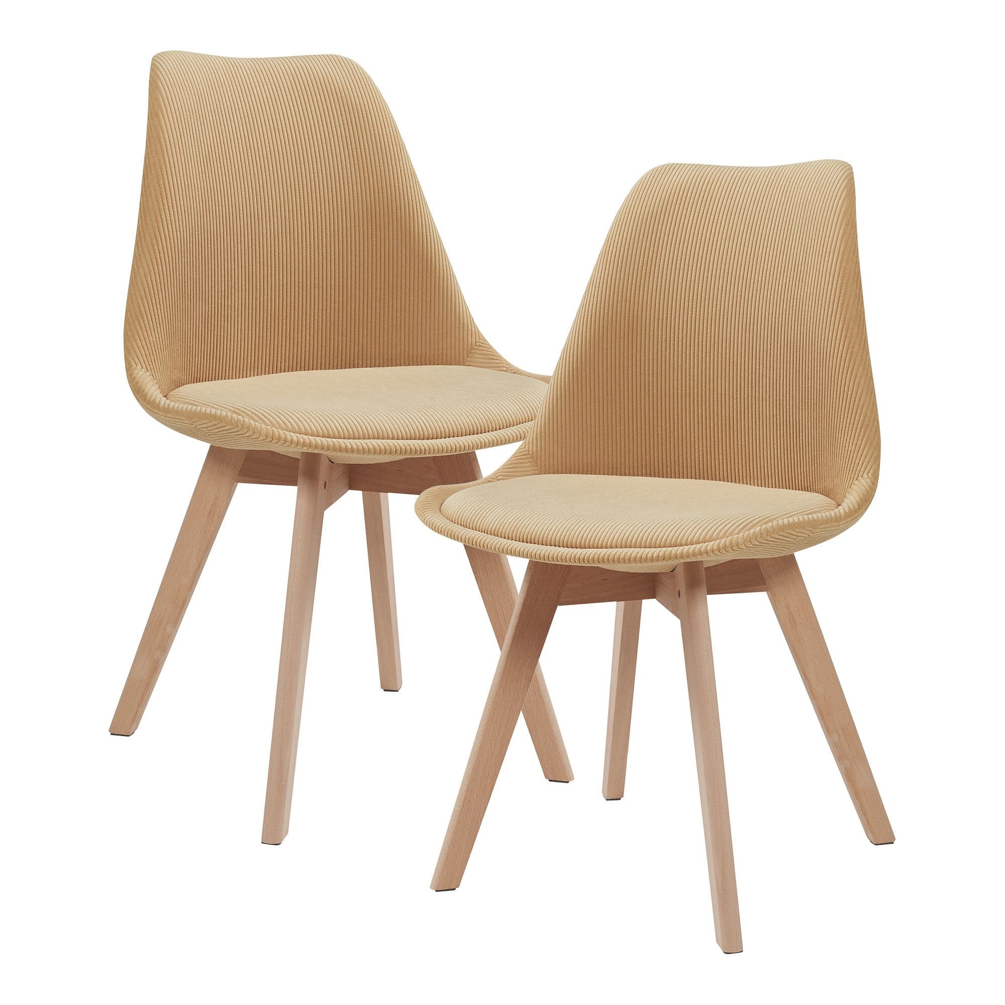 en.casa Esszimmerstuhl 2er-Set Fläten Cord Senfgelb Massivholz - Bild 2