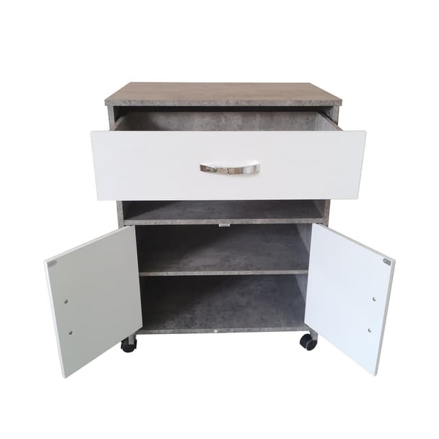 HTI-Line Mehrzweckschrank Blanca - Rollbarer Küchenschrank mit Regalfächern und Schublade