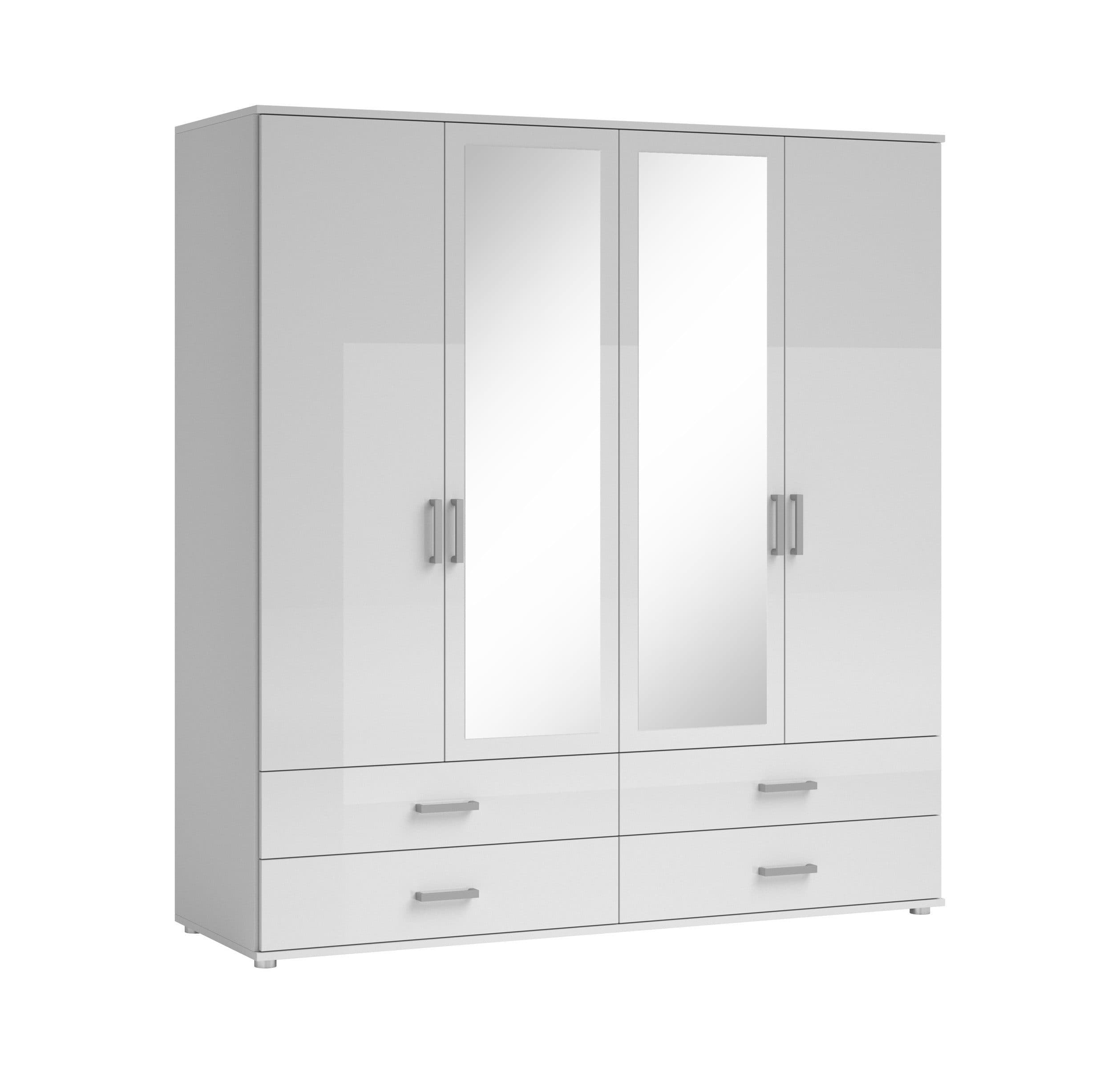 SCHLAFKONTOR Ivar Kleiderschrank mit Spiegel weiß 180cm - Bild 2