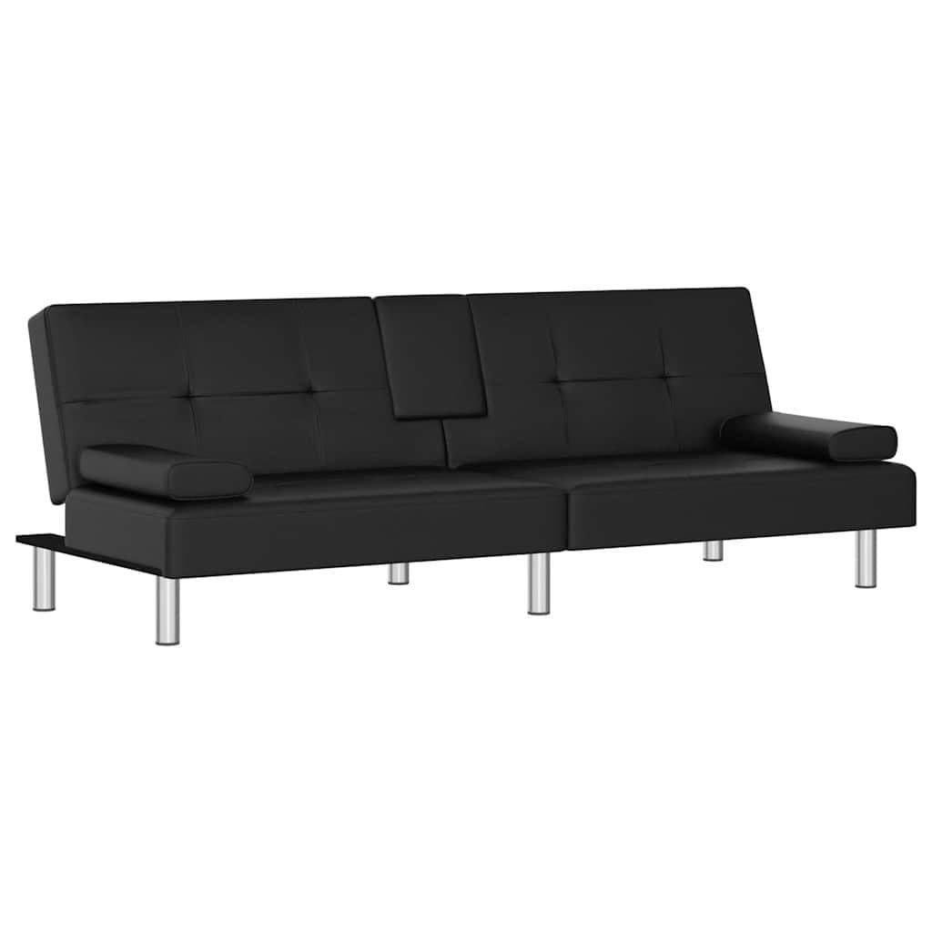 vidaXL Schlafsofa Schwarz Kunstleder mit USB und Teetisch - Bild 2