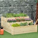 Outsunny Hochbeet 3-stufig Pflanzentreppe Naturholz Bild 2