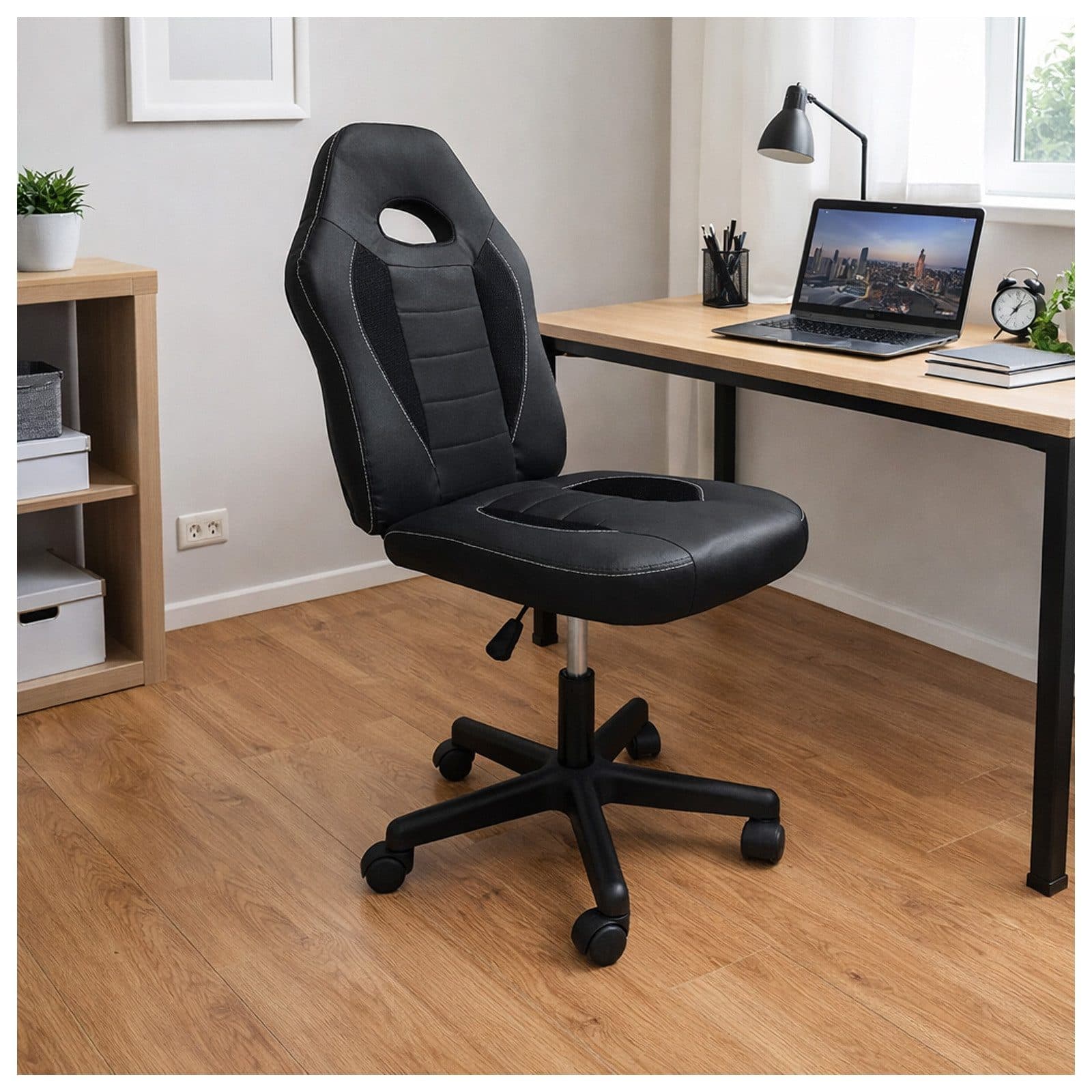 HTI-Living Schreibtischstuhl höhenverstellbar 360°-Drehfunktion Schwarz