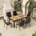 HOMALL Garten-Essgruppe 7-tlg. Aluminium Holzoptik Grau Beige Bild 2