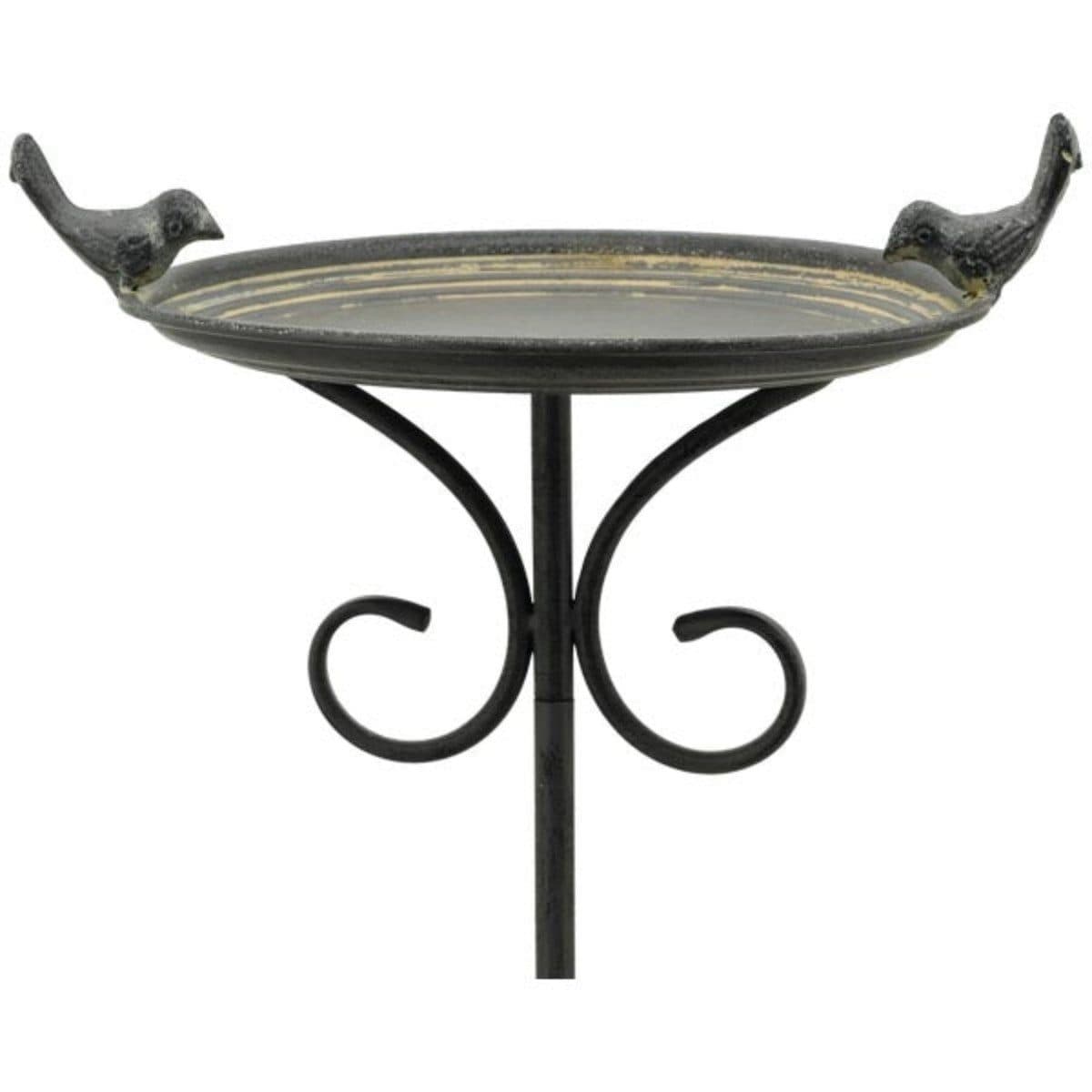 finehomegarden Gartenstecker Vogeltränke grau Metall