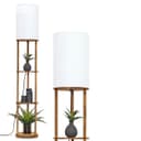 hofstein Stehlampe Holz Stoff Naturfarben Weiß E27 Fußschalter Bild 2