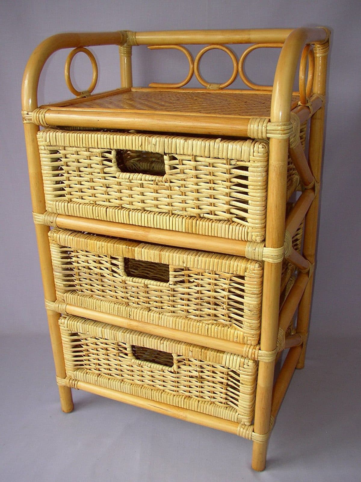 Rattani Rattanregal mit 3 Schubkästen Honig