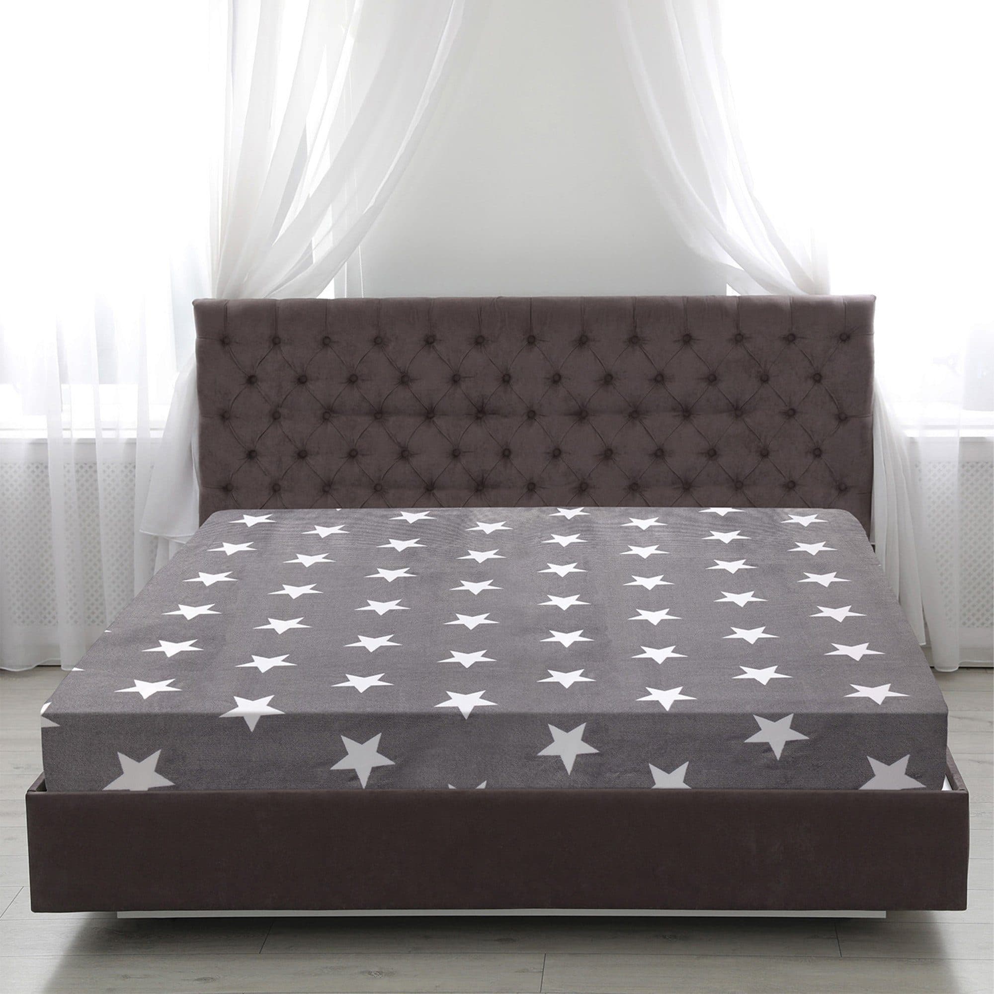 Bestlivings Spannbettlaken Chasmere Touch Anthrazit Sterne Microfaser - Bild 2