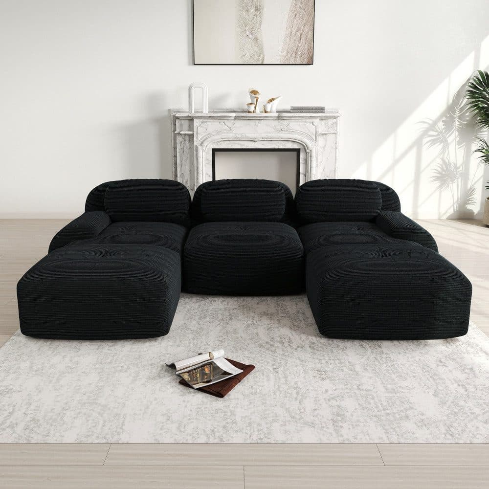 BBWL 3-Sitzer Modulares U-Sofa Schwarz Cord - Bild 2