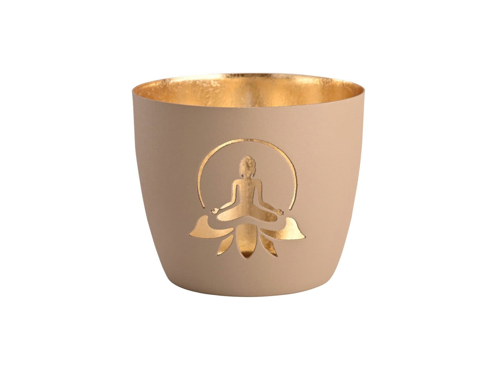 Giftcompany Windlicht Madras Lotus Yoga Sandstone Gold