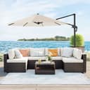 SONGMICS Sonnenschirm 300 cm UPF 50+ 360° drehbar Beige/Grau Bild 2