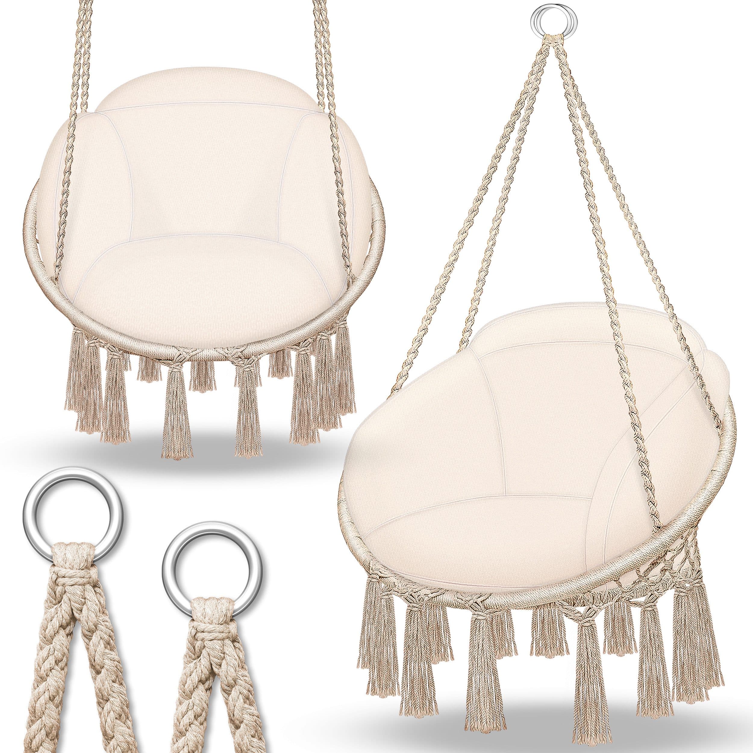 tillvex Hängesessel Beige mit Kissen Indoor Outdoor - Bild 2