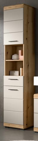 Inn.Furn Hochschrank Shawn Badschrank Eiche Sand Schwarz 2-türig Bild 2