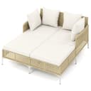 COSTWAY Loungebett Outdoor Sonnenliege 2 Personen Rattan Beige Bild 2