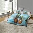 KINZLER Partnerbettwäsche 4-teilig Ananas Bunt Microfaser Bild 2