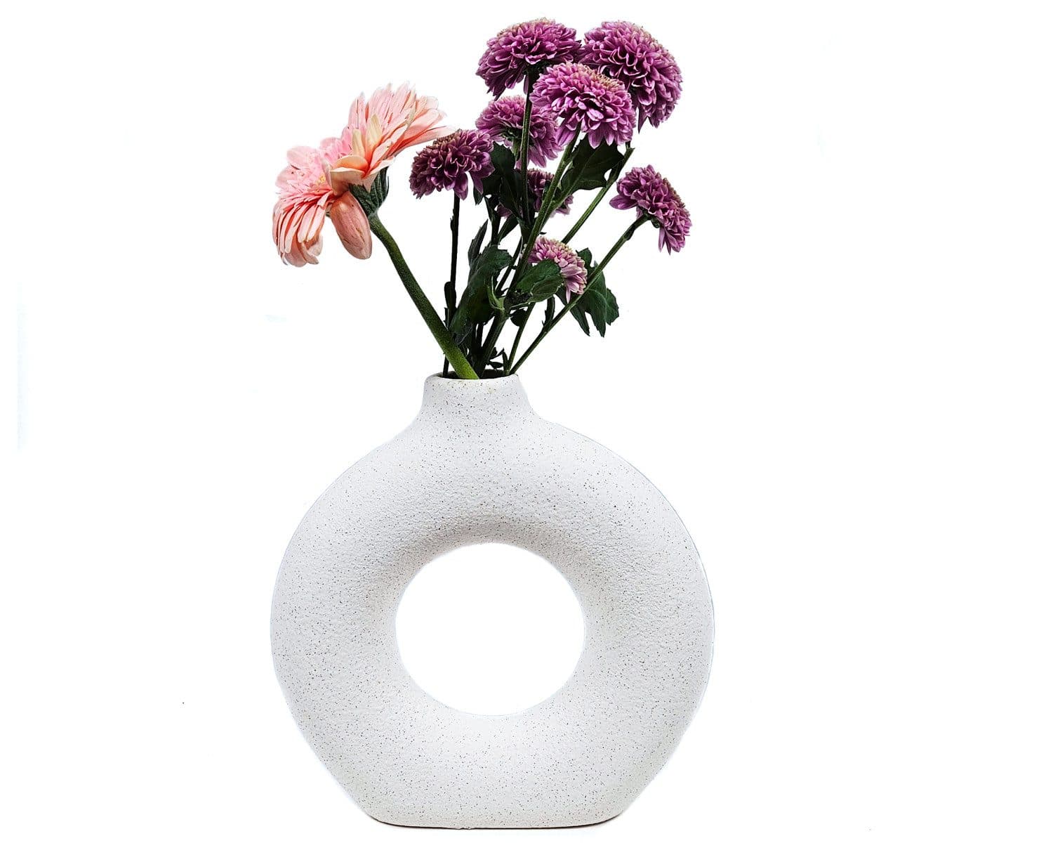 Yudu Tischvase Blumenvase rund Design Keramik sandig - Bild 2