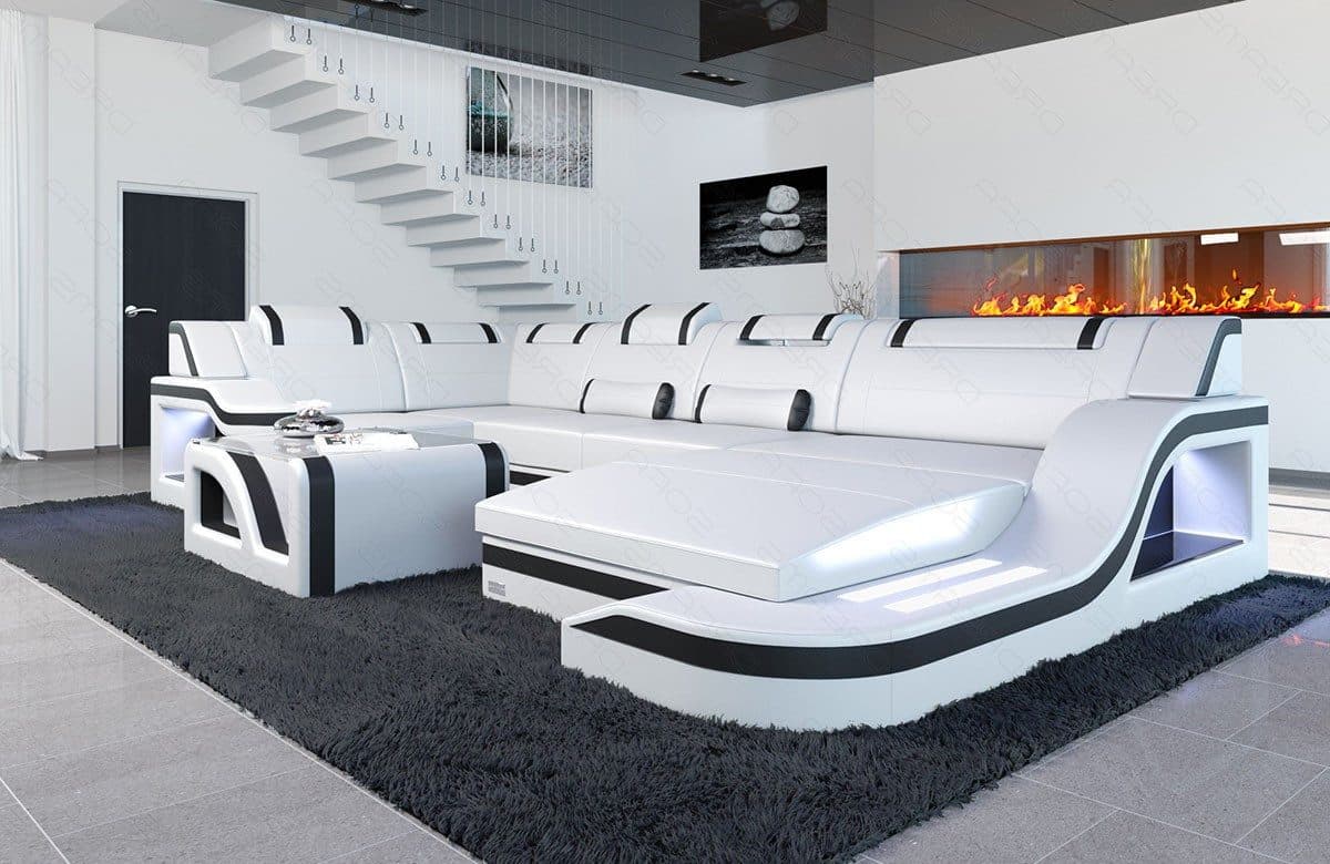 Sofa Dreams Ledersofa Palermo U Form Mini mit LED Licht und USB - Bild 2