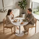 HOMCOM Esstisch Rund Beige Stahl 60 cm Bild 2