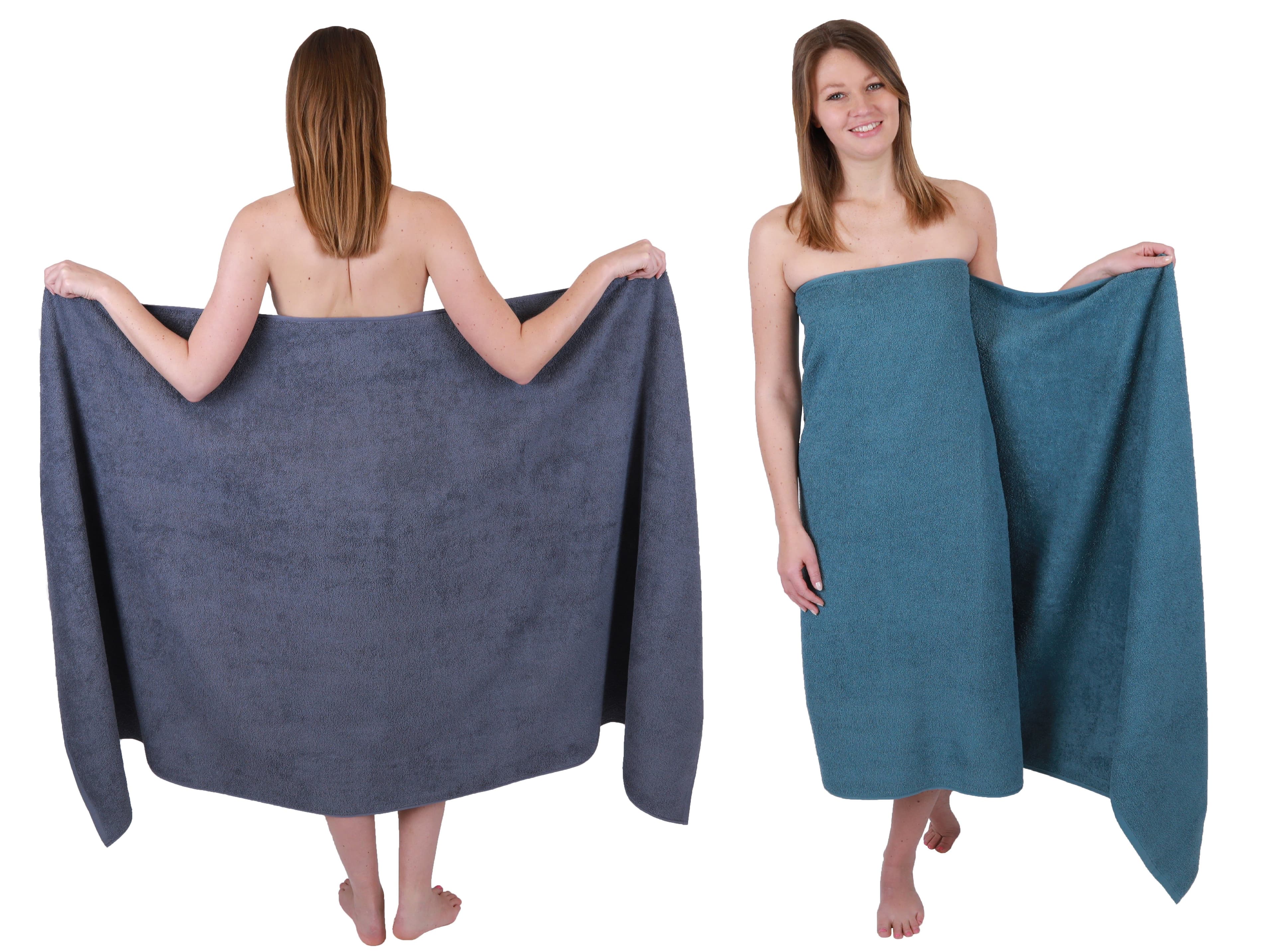 Betz Badetuch Set XXL 2 Stück 100% Baumwolle Grau/Blau - Bild 2