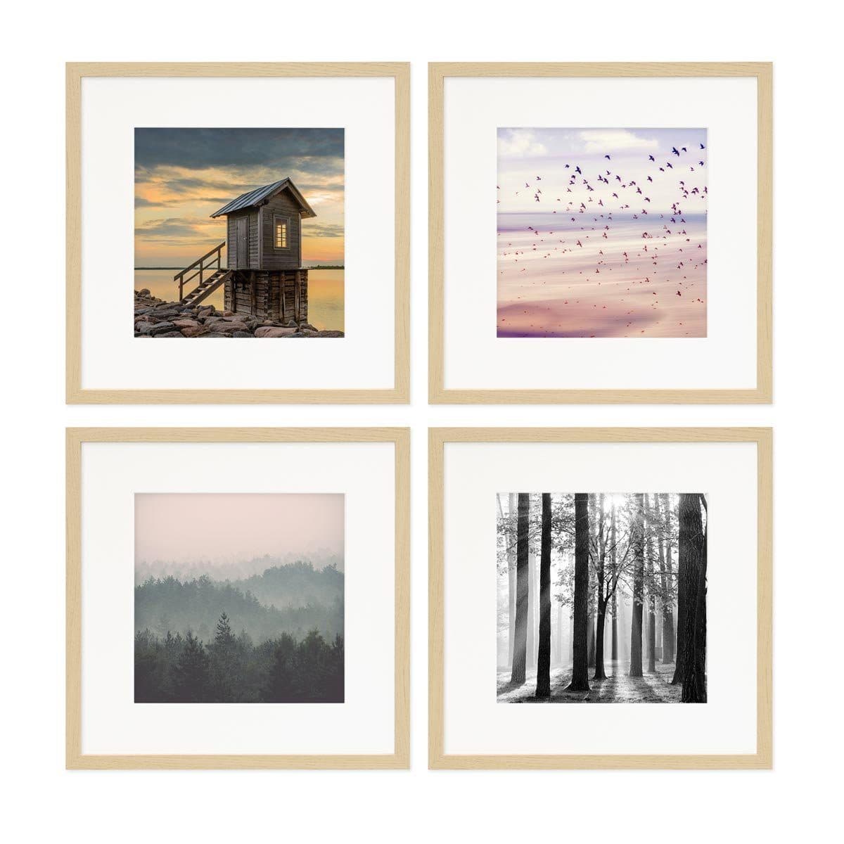 PHOTOLINI Bilderrahmen Set 4x 30x30 cm MDF Natur mit Passepartouts - Bild 2