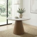 FINEBUY Esstisch rund 120cm Marmor Optik Braun Bild 2