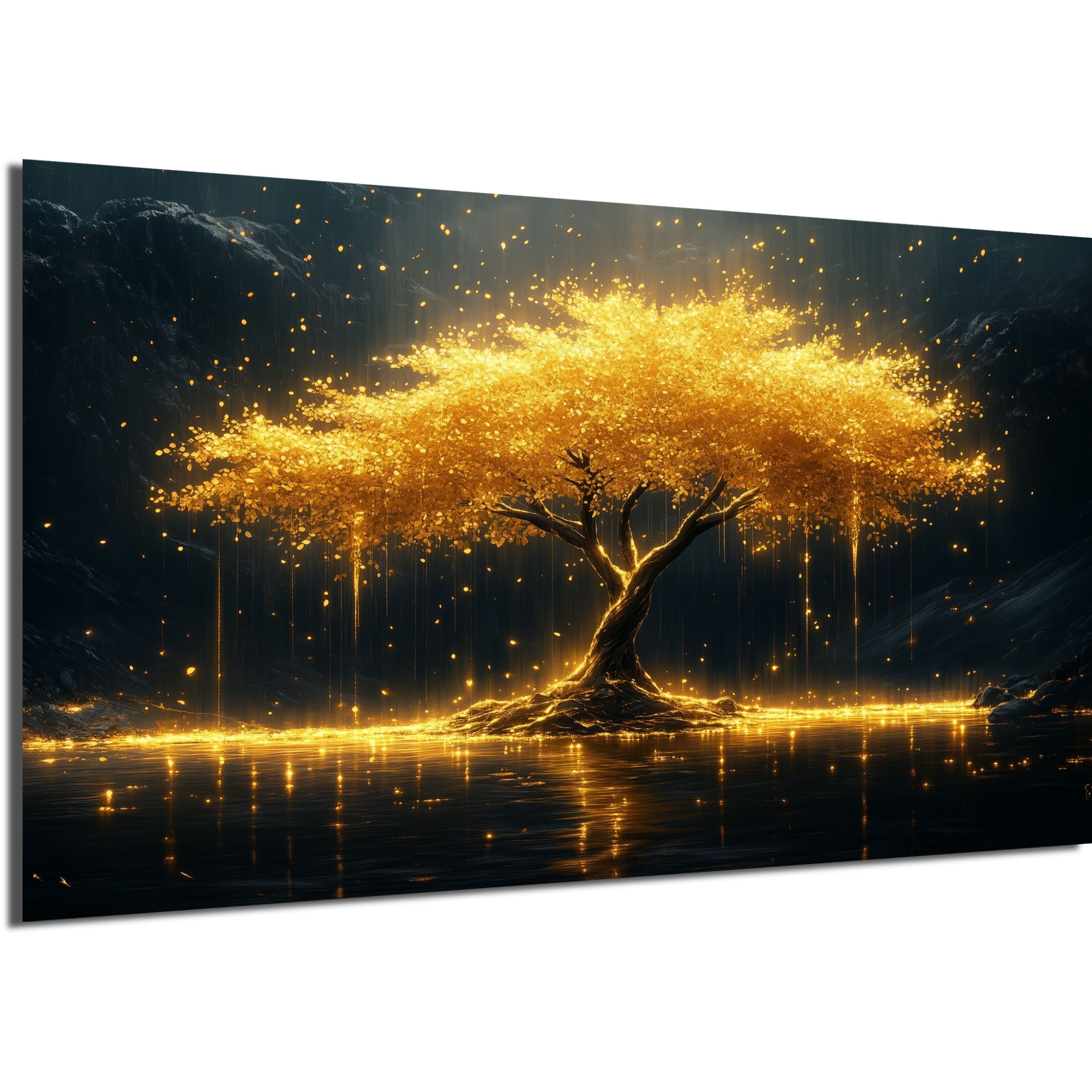 DARO Design Leinwandbild Abstrakt Gold Schwarz Modern Wanddeko - Bild 2