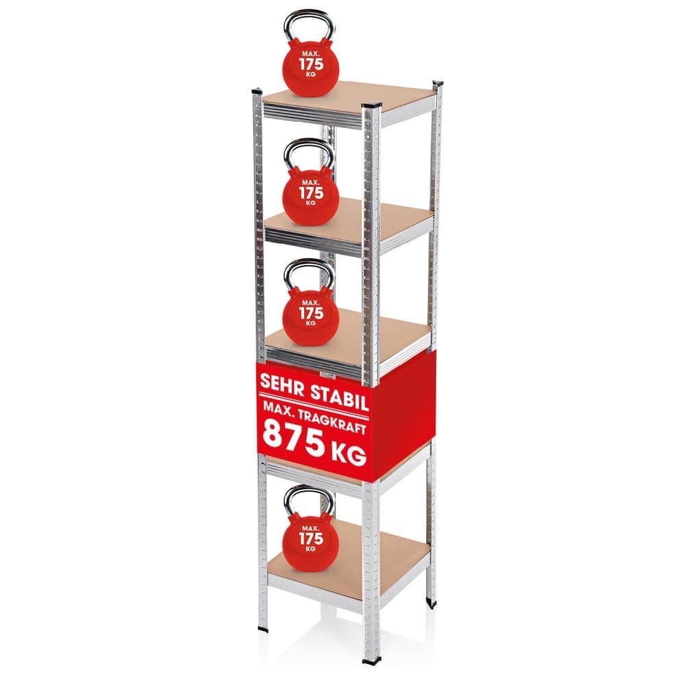 EASYmaxx Schwerlastregal Silber 5 verstellbare Ebenen 2in1 - Bild 2