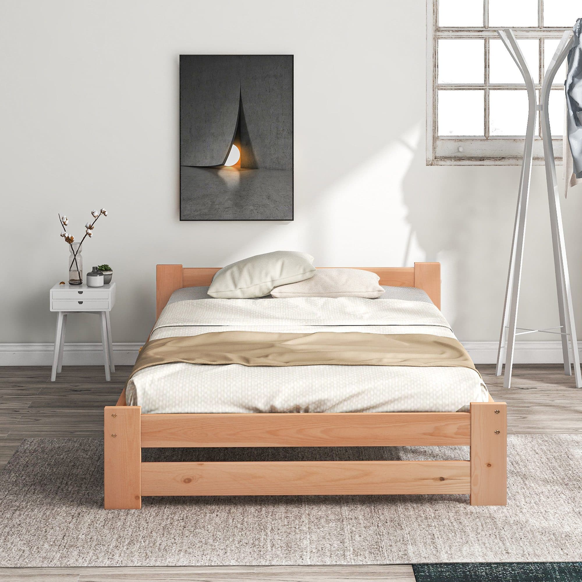 Flieks Futonbett Einzelbett Massivholz mit Kopfteil und Lattenrost - Bild 2