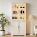 Merax Vitrine Weiß Landhausstil mit LED-Beleuchtung Bild 2