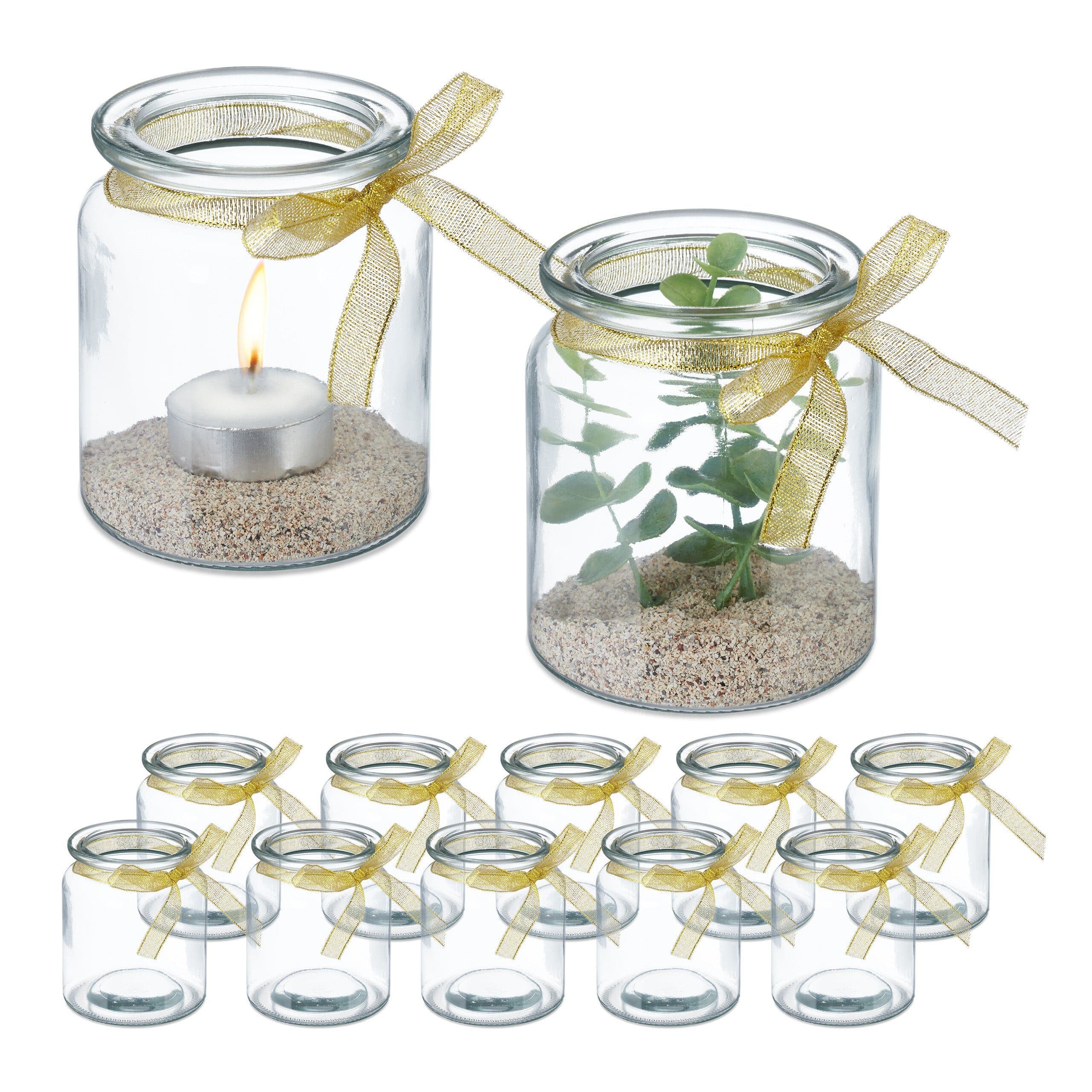 relaxdays Windlicht 12er Set Transparent Gold Glas - Bild 2