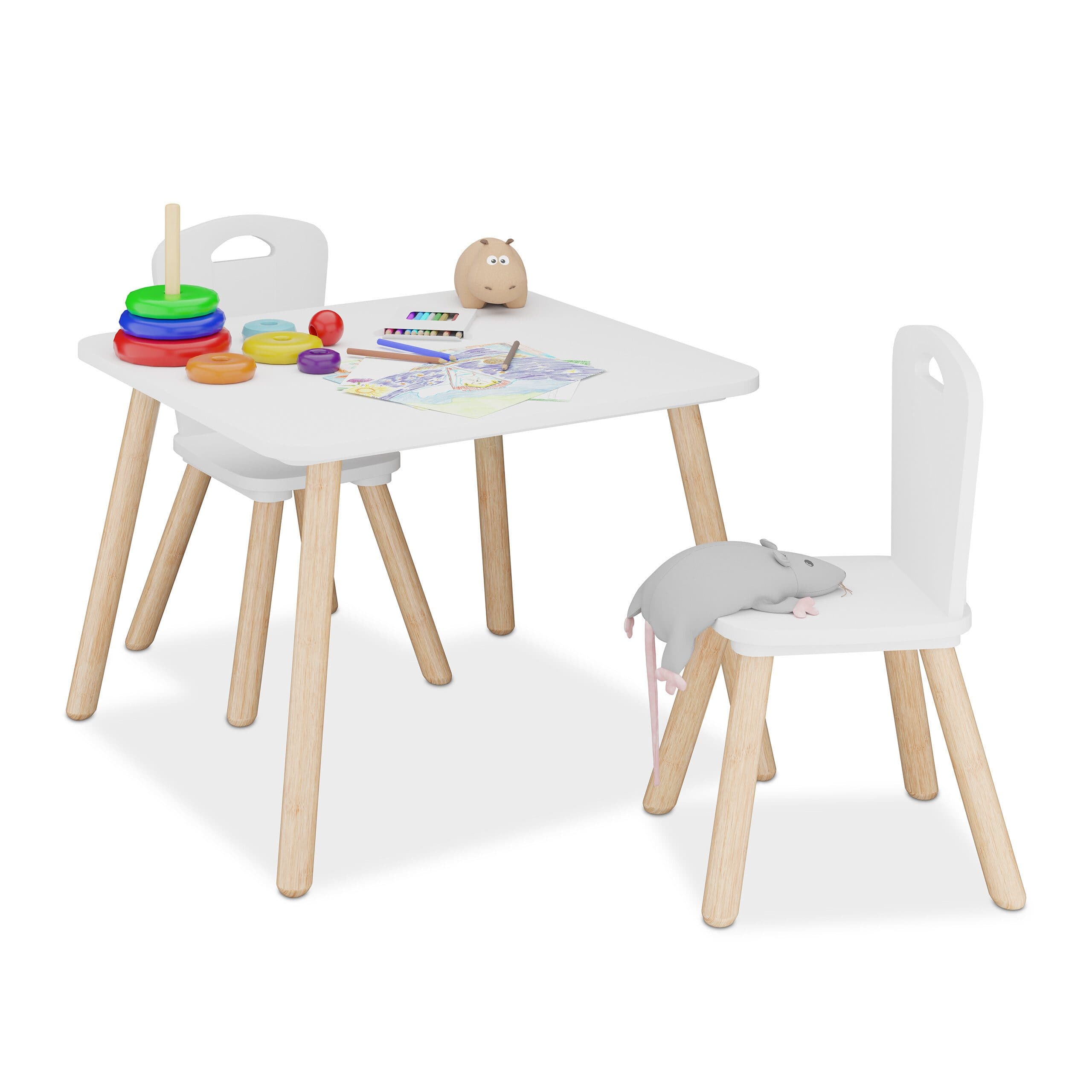 RELAXDAYS Kindersitzgruppe 3-teilig Weiß/Natur MDF & Kiefernholz - Bild 2