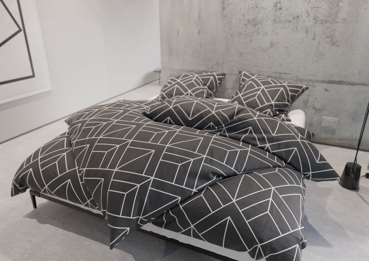 BETTWAESCHE-MIT-STIL Bettwäsche Mako Satin Urban Geometric Anthrazit - Bild 2