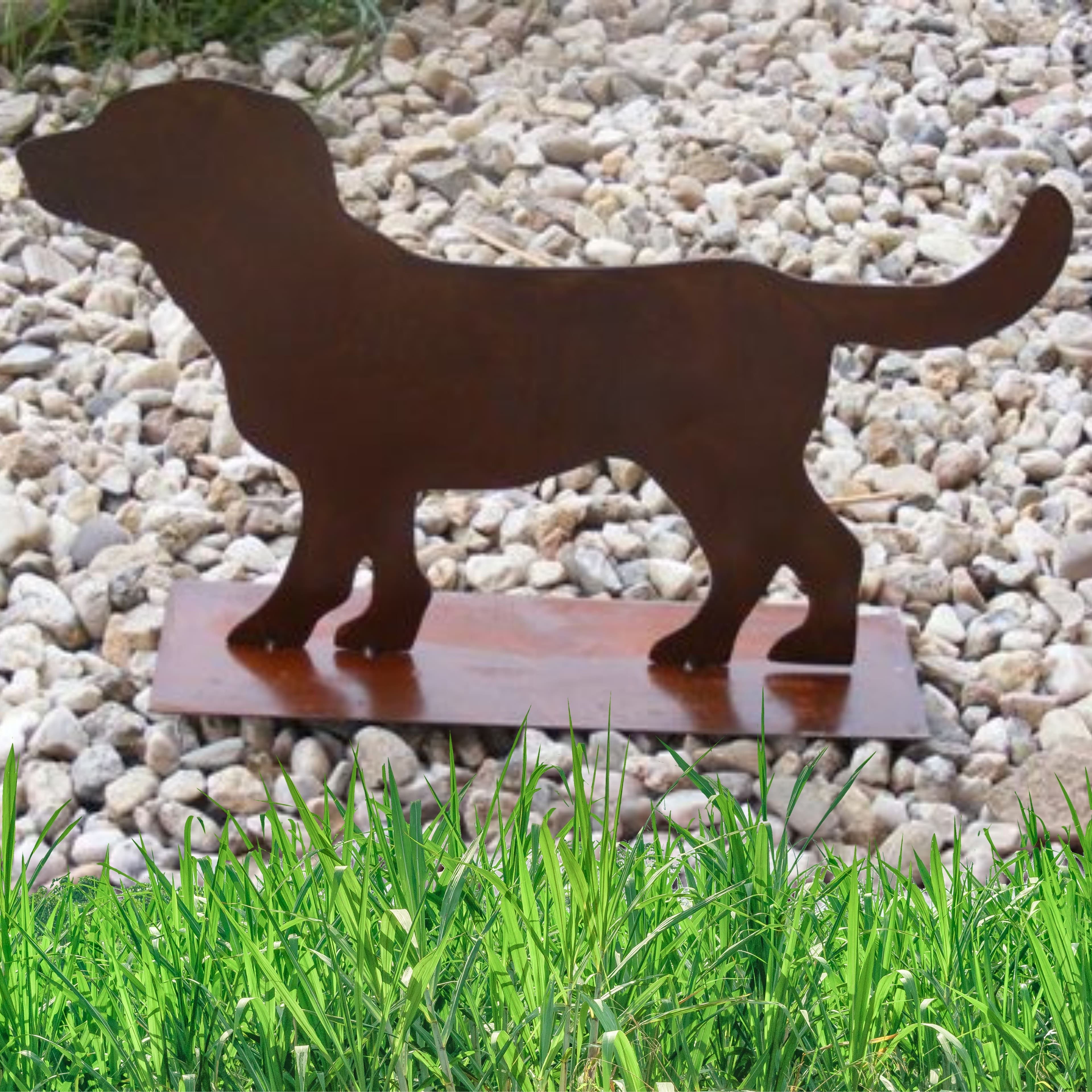 Rostikal Gartenfigur Hund Deko Figur Echter Rost