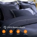 Pure cottom Satin-Bettwäsche Weiß/Dunkelblau Baumwollsatin Bild 2