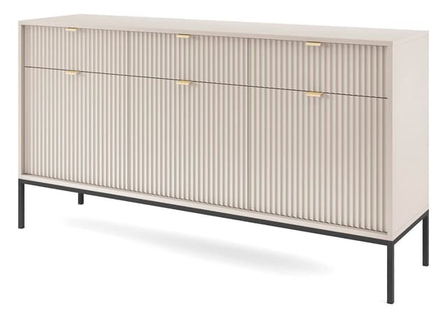 Drehbare Kommode NANCY mit goldenen Griffen und 3 Schubladen