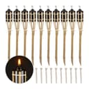 relaxdays Gartenfackel 10er Set Bambus Petroleumfackeln Bild 2