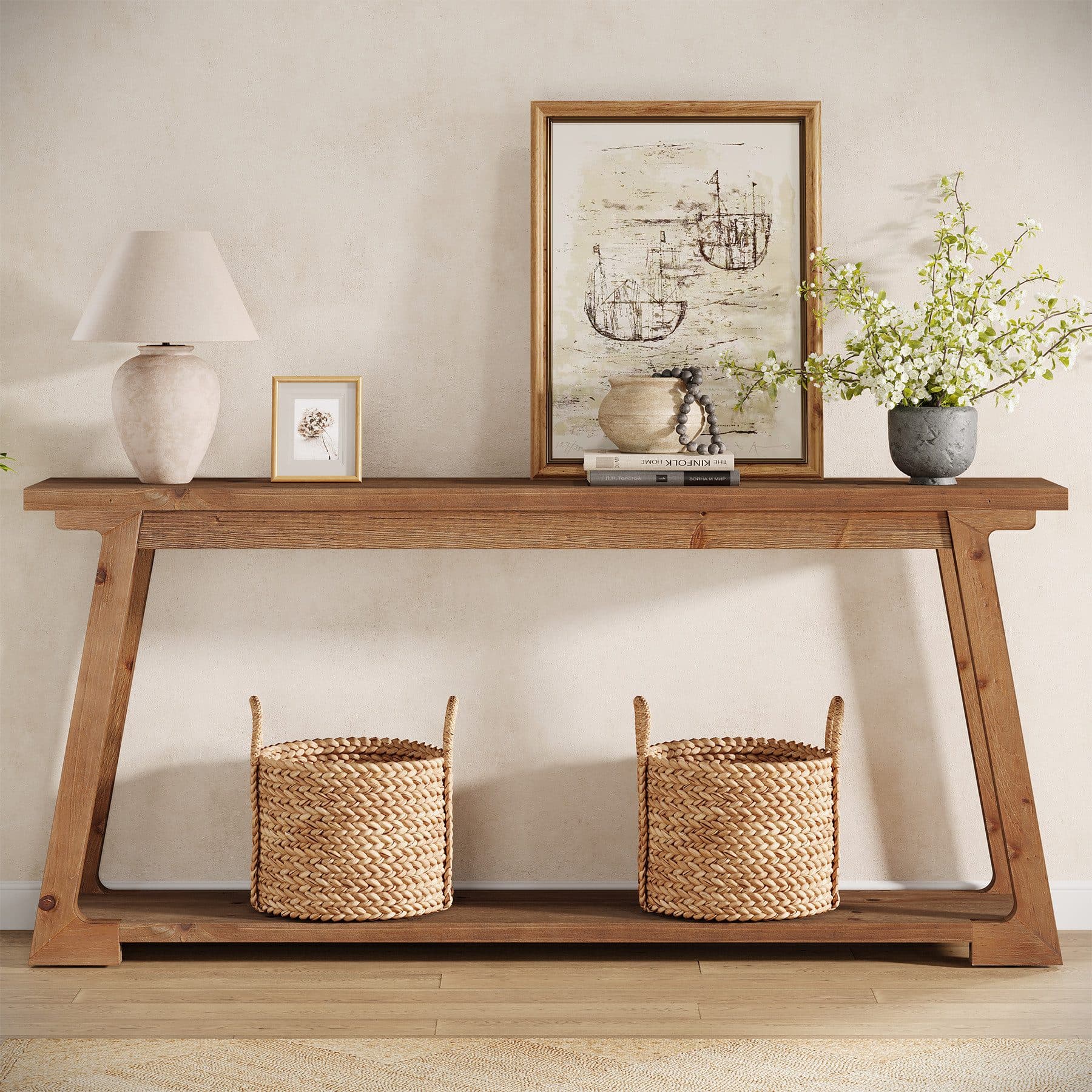 Tribesigns Konsolentisch 160 cm Massivholz Flurtisch - Bild 2