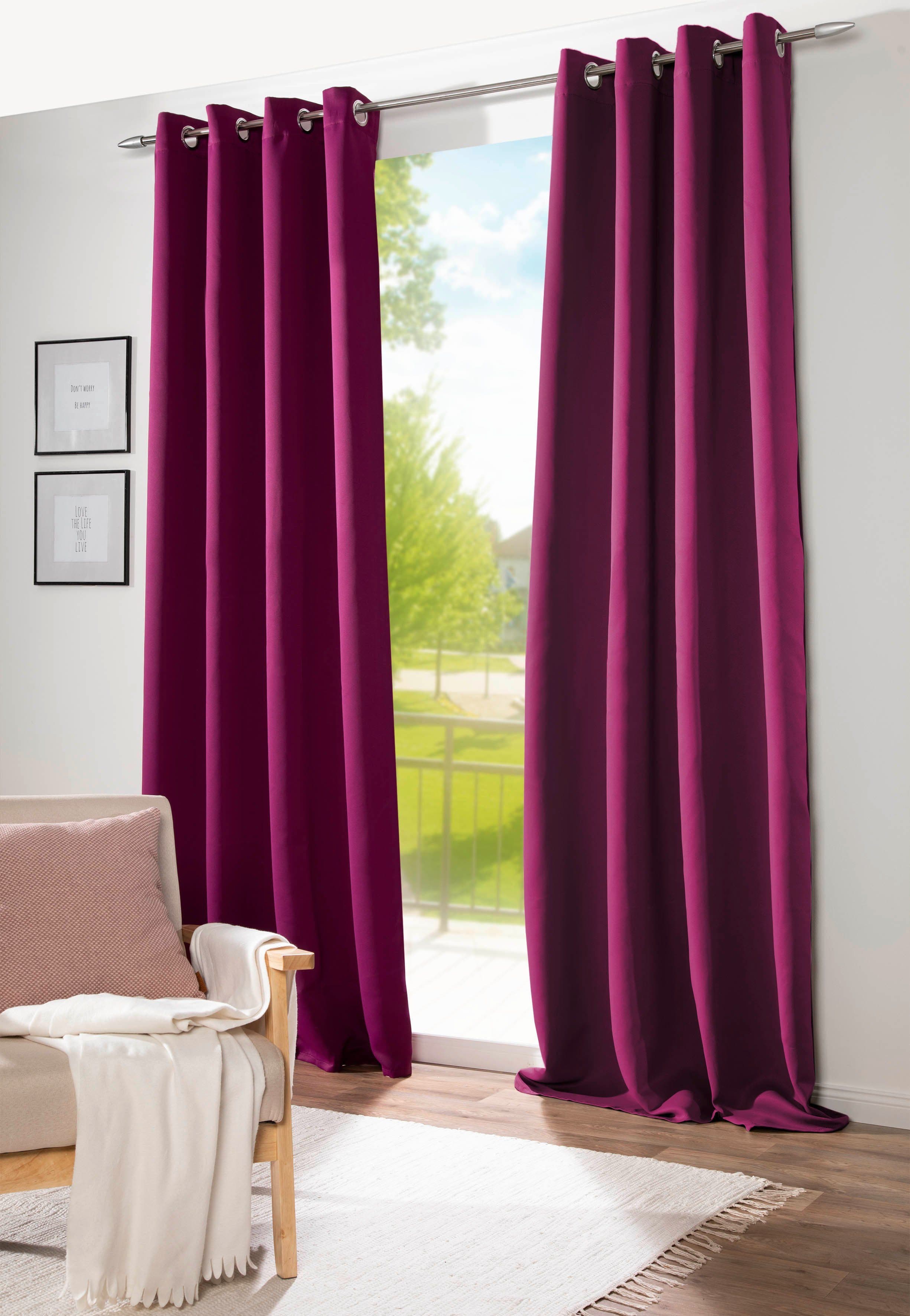 DecoHome24 Gardine Brillant 2er Set Rot Polyester Ösen blickdicht - Bild 2